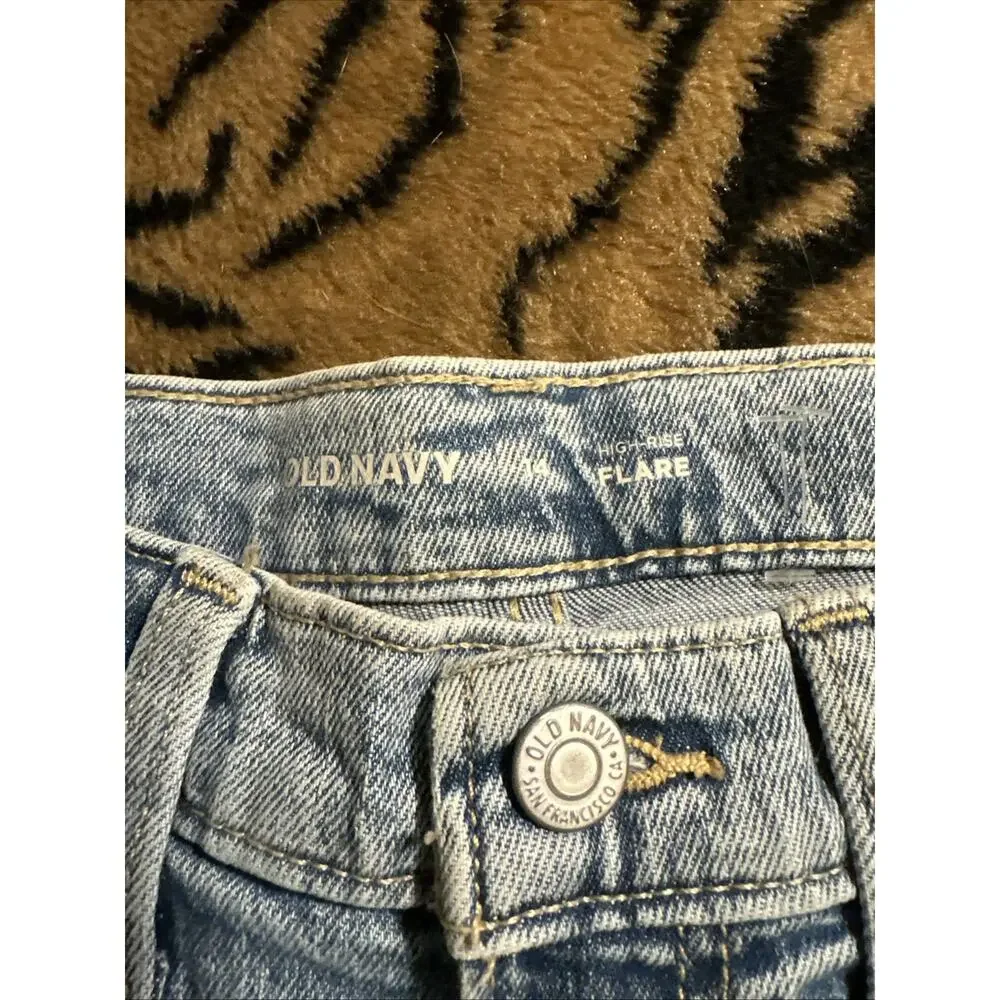 Girl’s Size 14 High Rise Flare Jeans Old Navy Butterfly Embroidered NWT School